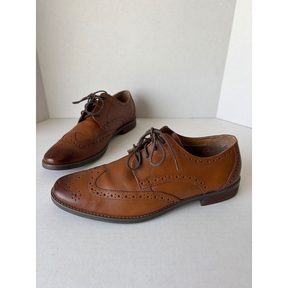 Florsheim Mens 11839 Cognac Tan Leather Wingtip Oxford Dress Shoes 10.5 D